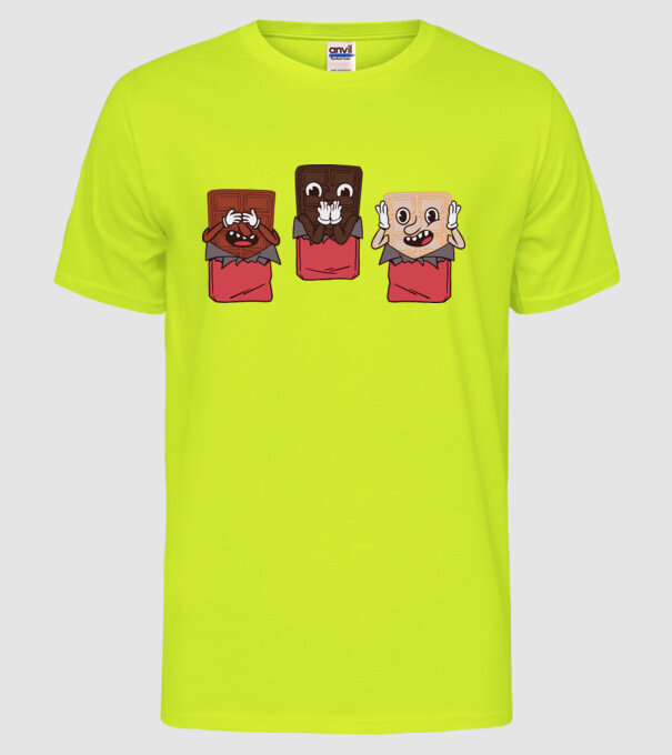 Trio de ciocolată model galben neon pe tricou