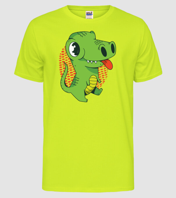 Dinozaur drăguț model galben neon pe tricou