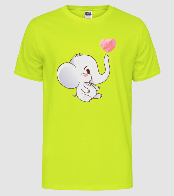 Elefant drăguț model galben neon pe tricou