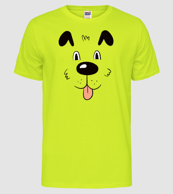 Cap Câine drăguț model galben neon pe tricou