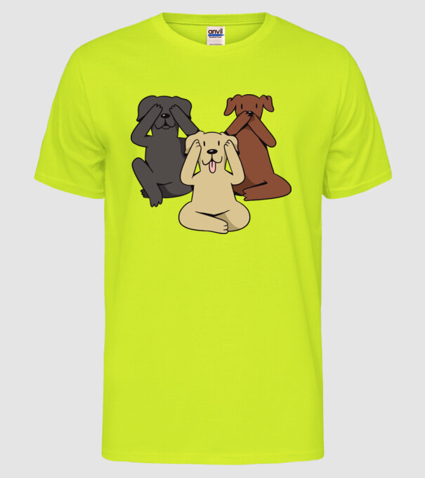Câini drăguți model galben neon pe tricou