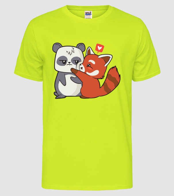 Panda drăguț Dragoste model galben neon pe tricou