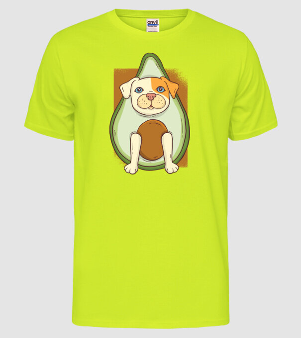 Pitbull Drăguț Avocado model galben neon pe tricou