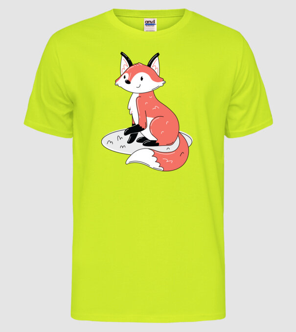 Vulpe drăguță model galben neon pe tricou