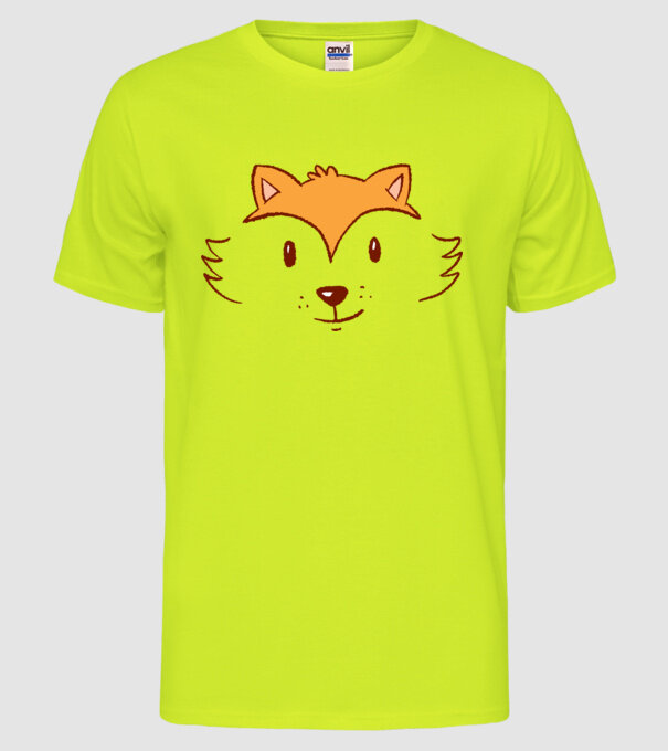 Cap de vulpe drăguț model galben neon pe tricou