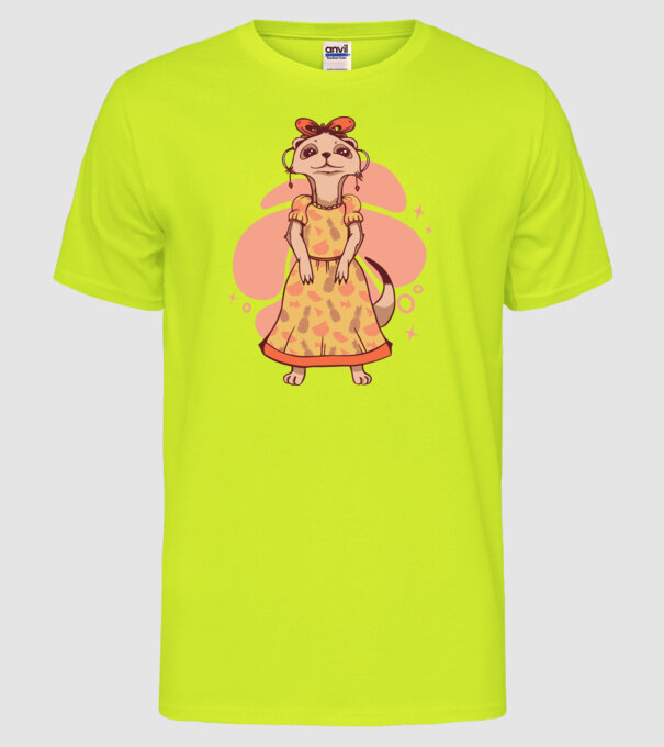 Suricată drăguță model galben neon pe tricou