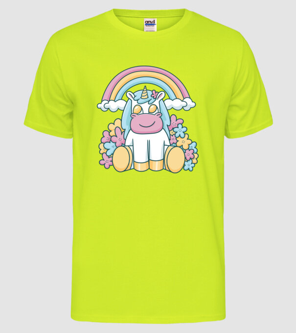 Unicorn drăguț model galben neon pe tricou