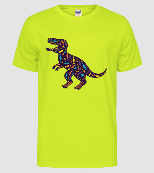 Dino bomboane model galben neon pe tricou