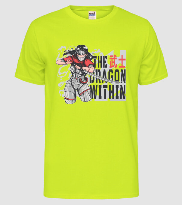 Cyborg Ninja fată Anime model galben neon pe tricou