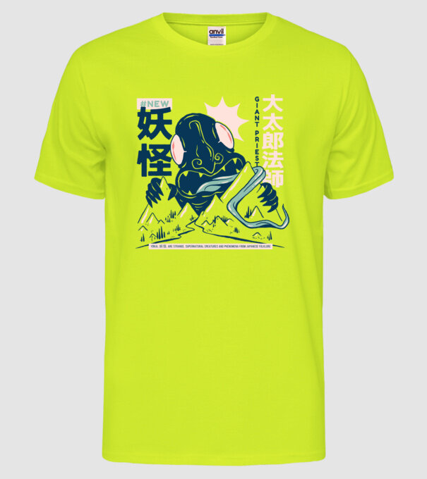 Daidarabotchi Yokai Anime model galben neon pe tricou