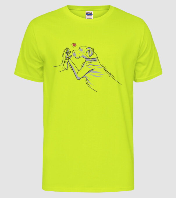 Dog danez bate palma model galben neon pe tricou