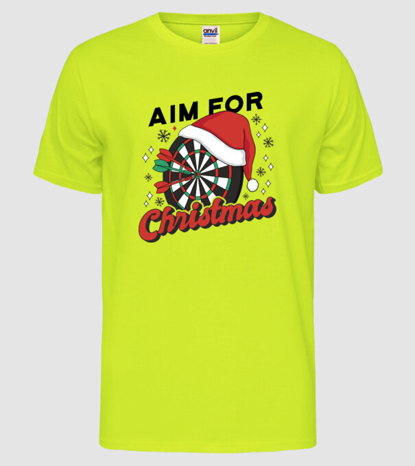 Darts Crăciun model galben neon pe tricou