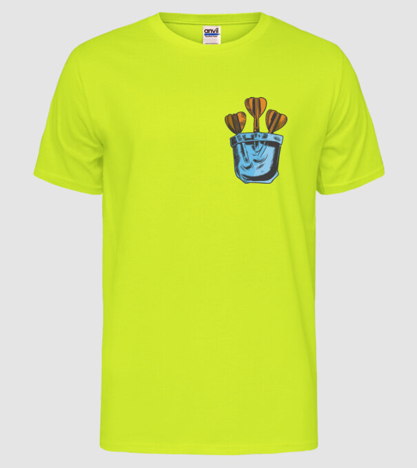 Darts buzunar model galben neon pe tricou
