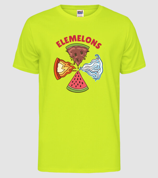 Elemente pepene model galben neon pe tricou
