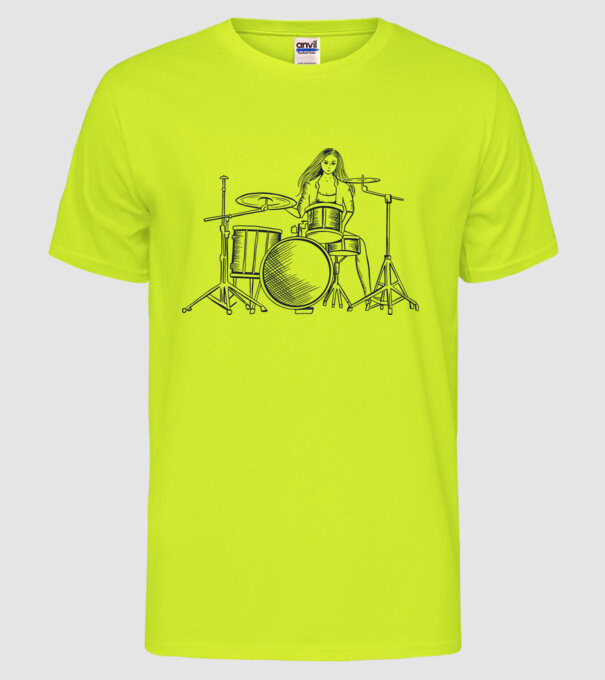 Fată Bateristă model galben neon pe tricou
