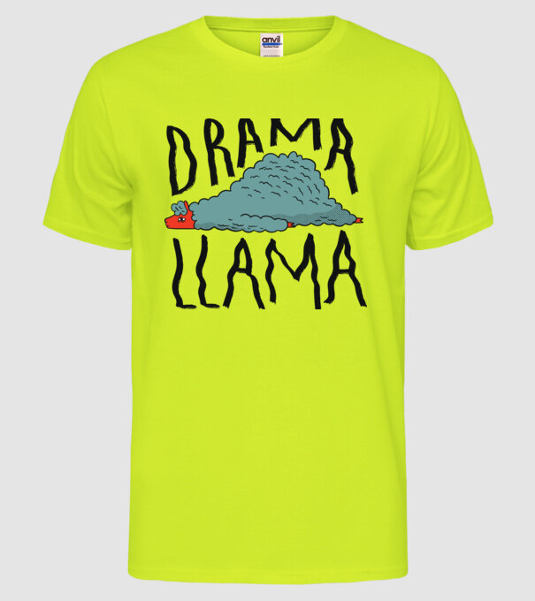 Dramă Lama model galben neon pe tricou