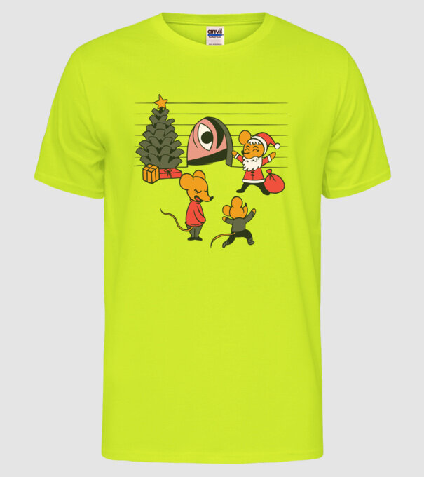 Crăciun Șoarece model galben neon pe tricou