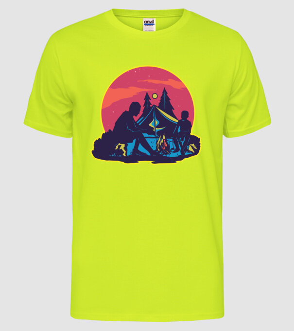 Campare pe timp de noapte model galben neon pe tricou