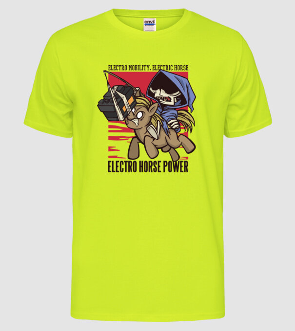 Cai putere electric model galben neon pe tricou