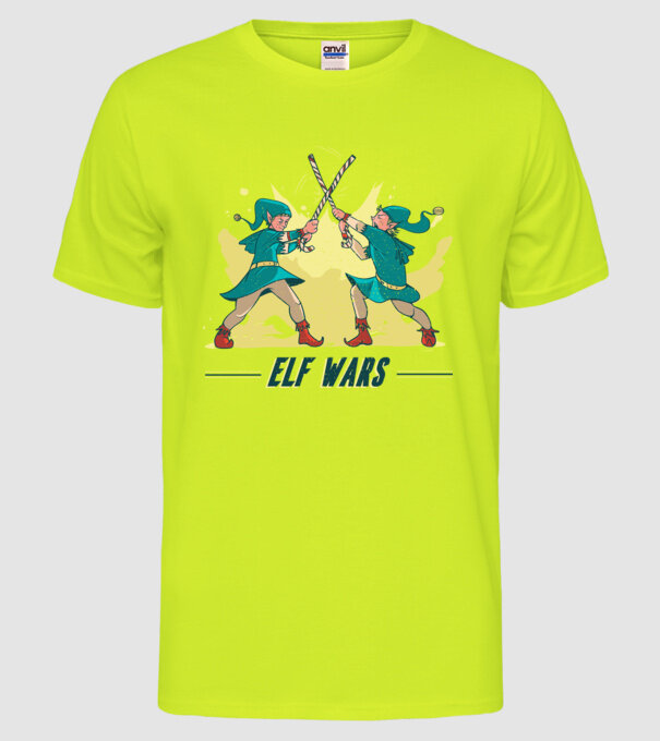 Războiul elfilor model galben neon pe tricou