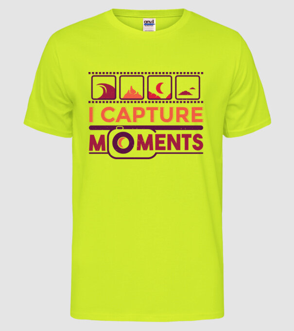 Prind momentele - Fotograf model galben neon pe tricou