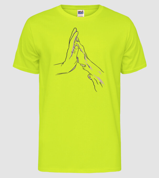 Prietenia câine om model galben neon pe tricou