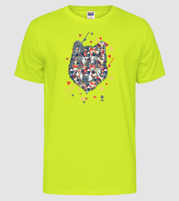 Lup - abstract model galben neon pe tricou
