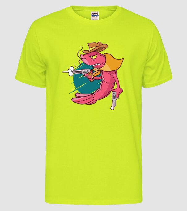 Rac înarmat model galben neon pe tricou