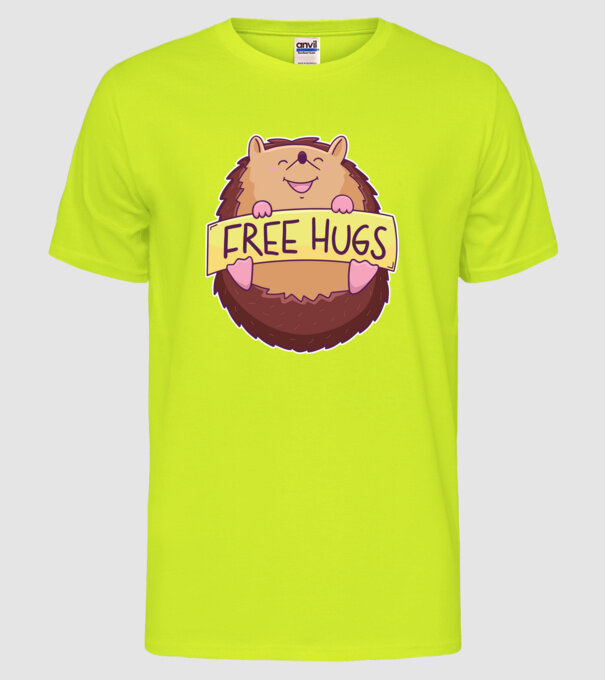Free Hugs Arici model galben neon pe tricou