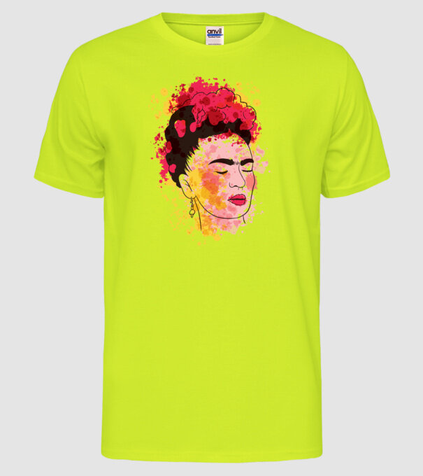 Frida Kahlo model galben neon pe tricou