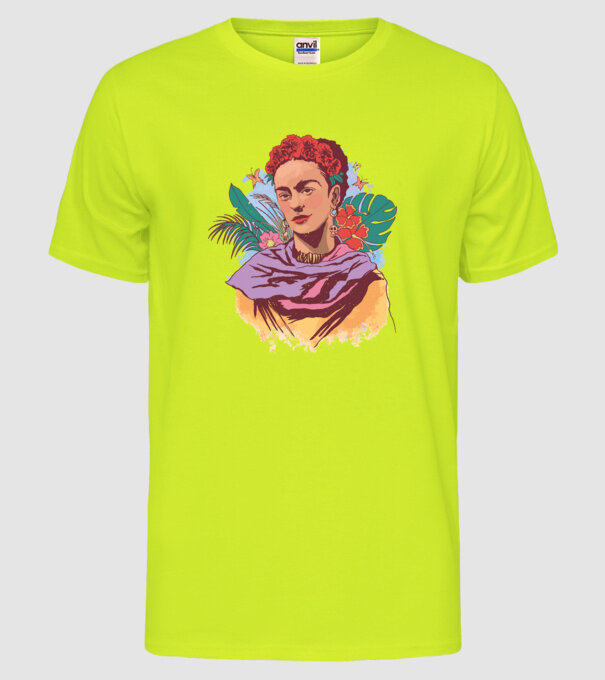 Portret Frida Kahlo model galben neon pe tricou