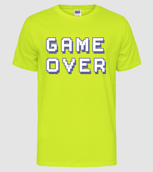 Game Over model galben neon pe tricou