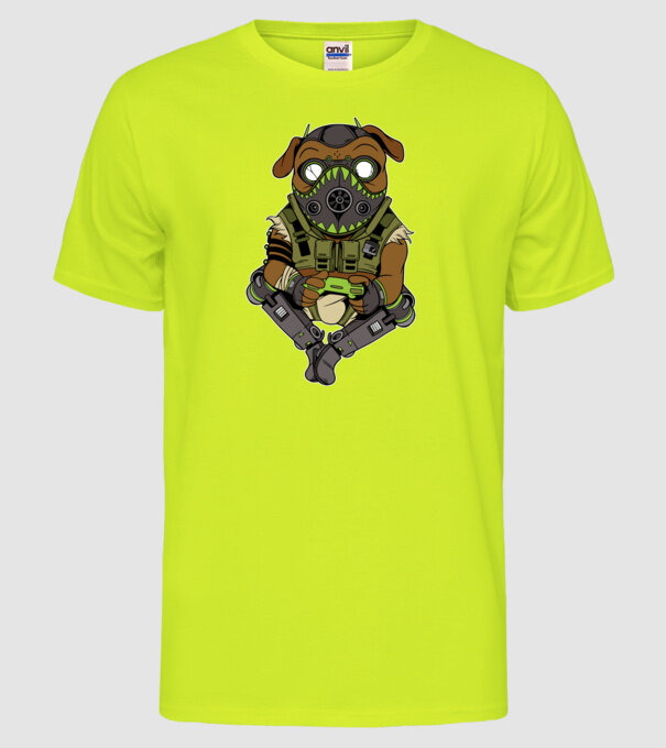 Mops Gamer model galben neon pe tricou