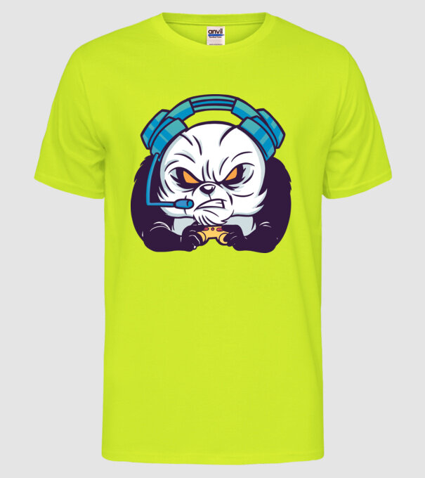 Gamer Panda model galben neon pe tricou