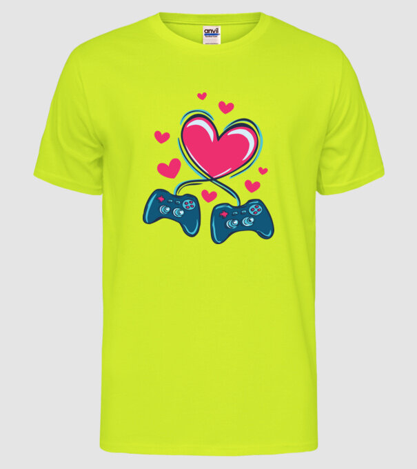 Dragoste Gamer model galben neon pe tricou
