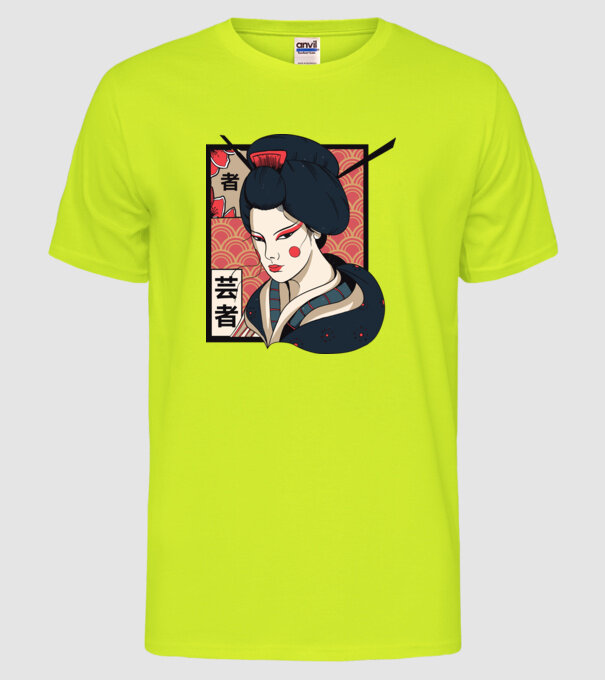 Geisha Japonia model galben neon pe tricou