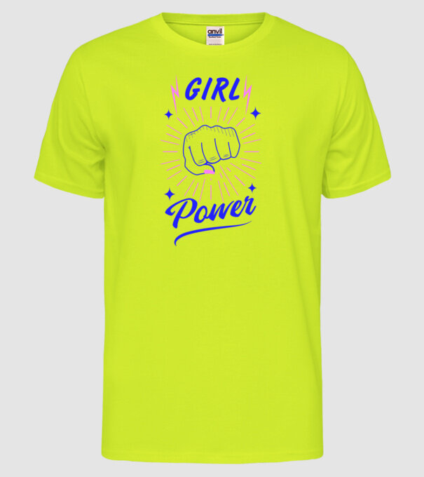 Girl Power Ziua Femeii model galben neon pe tricou