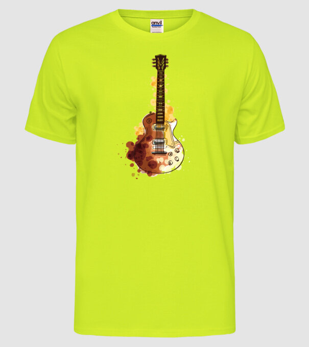 Chitara Pictură model galben neon pe tricou