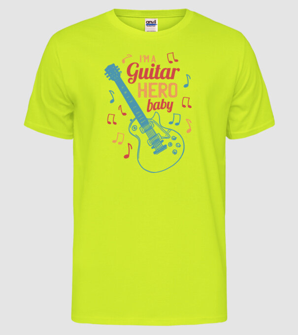 Erou chitarist model galben neon pe tricou