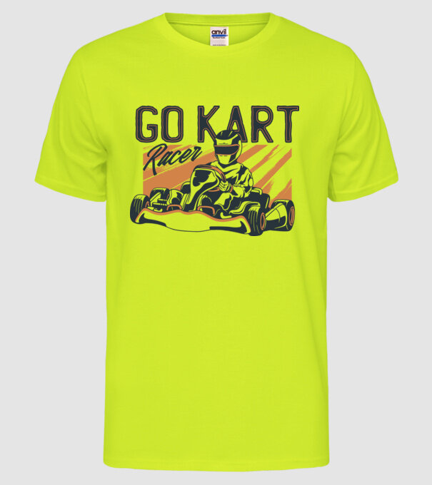 Concurent Go-kart model galben neon pe tricou