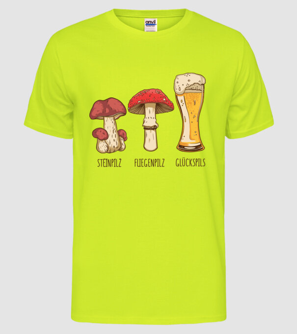 Soiuri de ciuperci model galben neon pe tricou