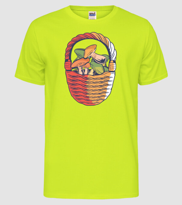 Ciuperci model galben neon pe tricou