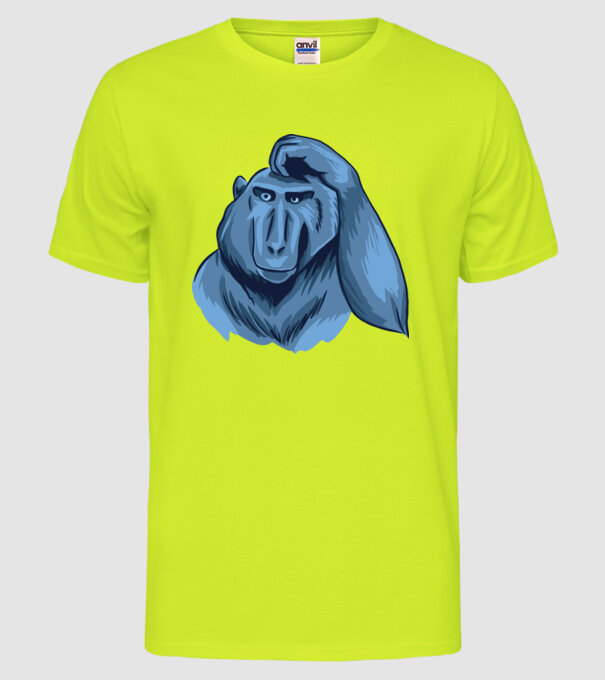 Maimuța gânditoare model galben neon pe tricou