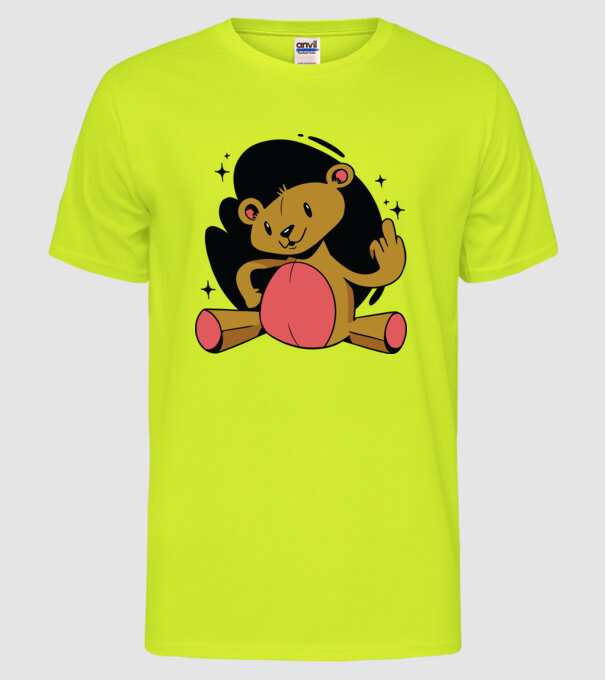 Ursuleț Teddy hain model galben neon pe tricou