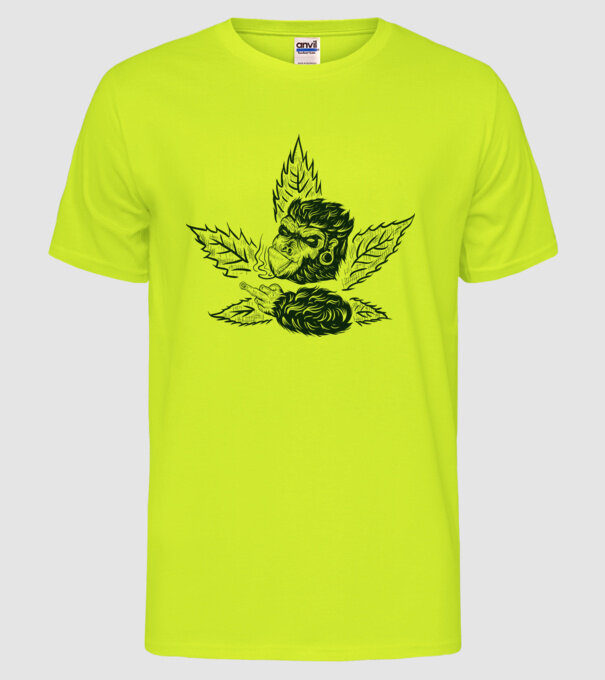GORILĂ cannabis model galben neon pe tricou