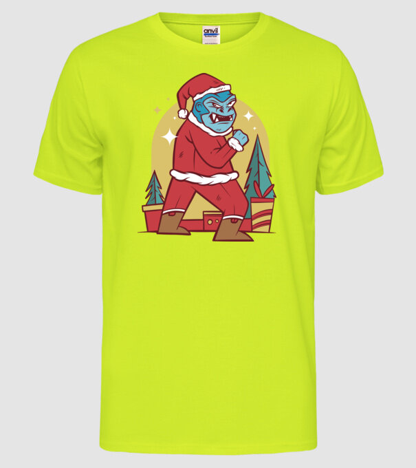Gorila Santa model galben neon pe tricou