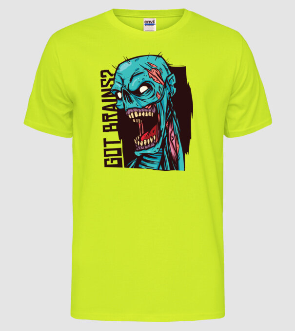 Got Brains? Cap Zombie model galben neon pe tricou