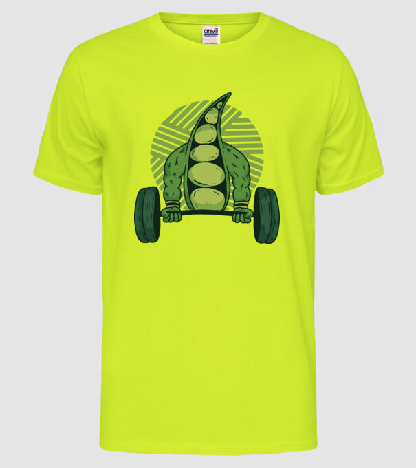 Mazăre musculoasă model galben neon pe tricou