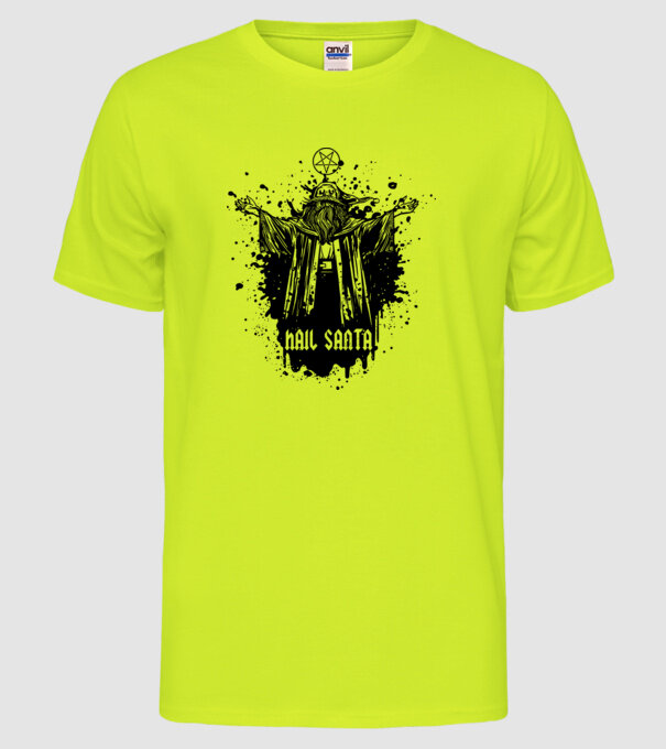 Hail Santa model galben neon pe tricou