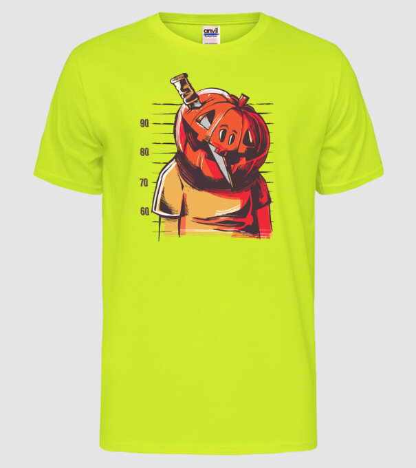 Halloween cap de dovleac închisoare model galben neon pe tricou